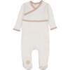 Classic Wrap Footie Ivory & Pink - Footie Pajamas - 1 - thumbnail