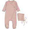 Knit Twist Footie & Hat Set Rose Smoke - Mixed Apparel Set - 1 - thumbnail