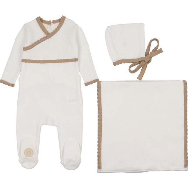 Classic Wrap Layette Set Ivory & Taupe