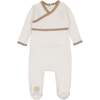 Classic Wrap Footie Ivory & Taupe - Footie Pajamas - 1 - thumbnail