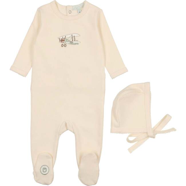 Flying High Footie & Hat Set Ivory
