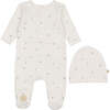 Plush Print Footie & Hat Set, Girls Ivory & Pink - Mixed Apparel Set - 1 - thumbnail