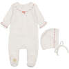 Soft Stitches Footie & Hat Set, Girls Ivory & Red - Mixed Apparel Set - 1 - thumbnail