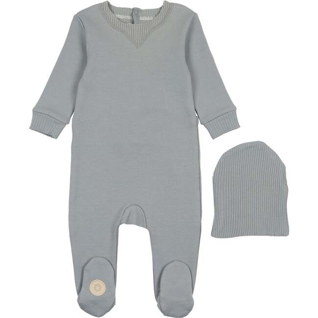 Cuddly in Cotton Footie & Hat Set Quarry