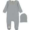 Cuddly in Cotton Footie & Hat Set Quarry - Mixed Apparel Set - 1 - thumbnail