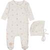 Scattered Blossoms Footie & Hat Set Ivory & Pink - Mixed Apparel Set - 1 - thumbnail