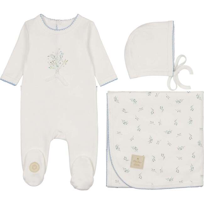 Nature's Touch Boys Layette Set Ivory & Blue