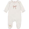 Bows & Kisses Footie Ivory & Pink - Footie Pajamas - 1 - thumbnail