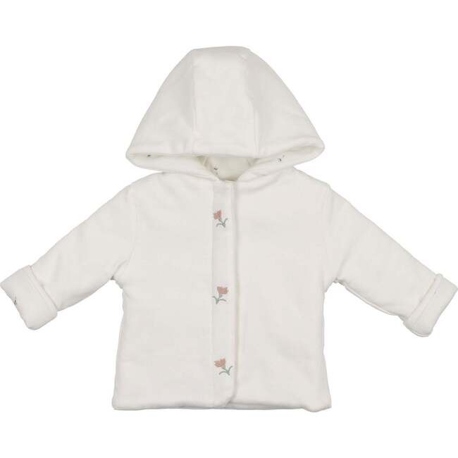 Plush Print Girls' Jacket Ivory & Pink - Jackets - 1