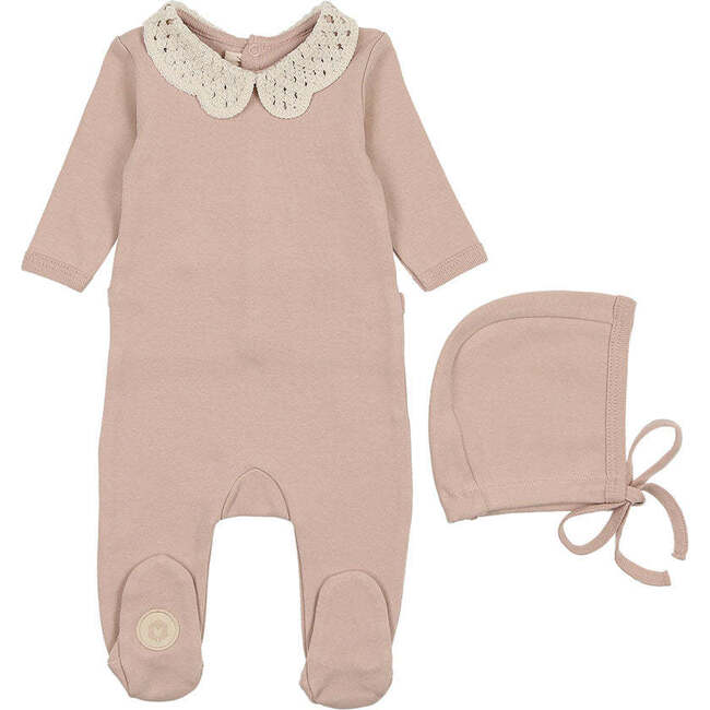 Touch of Crochet Footie & Hat Set, Girls Rose Dust