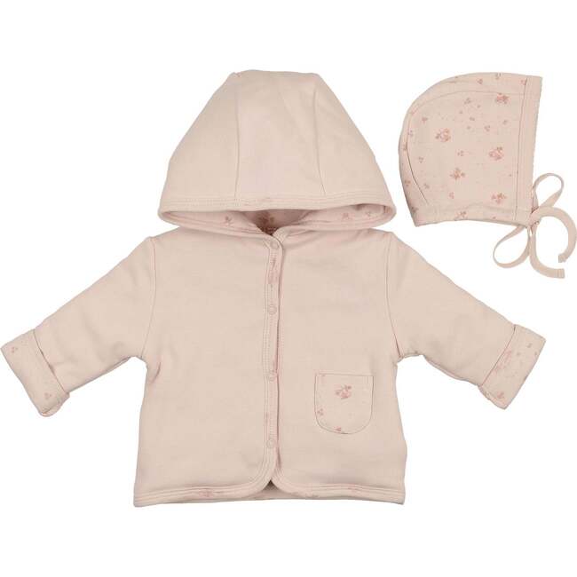 Scattered Blossoms Jacket & Hat Set Barely Pink