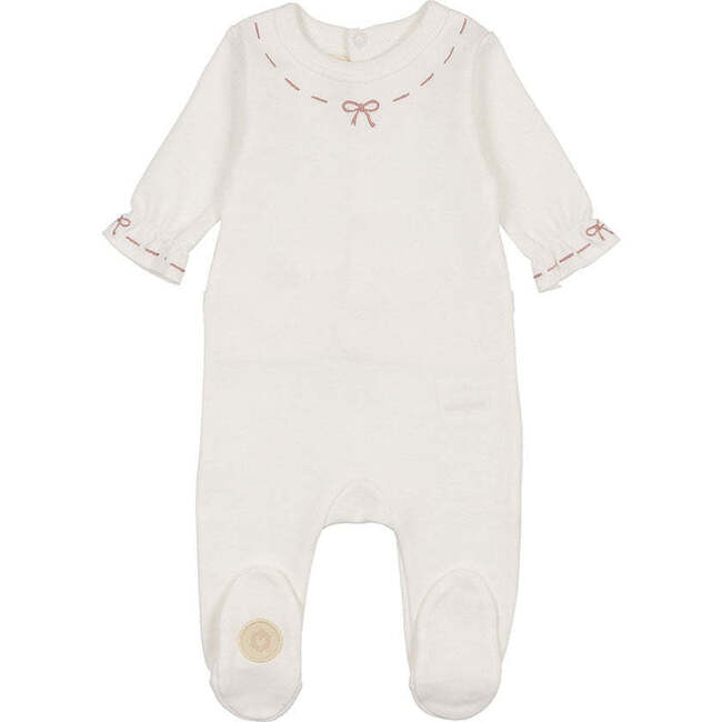 Soft Stitches Footie, Girls Ivory & Rose