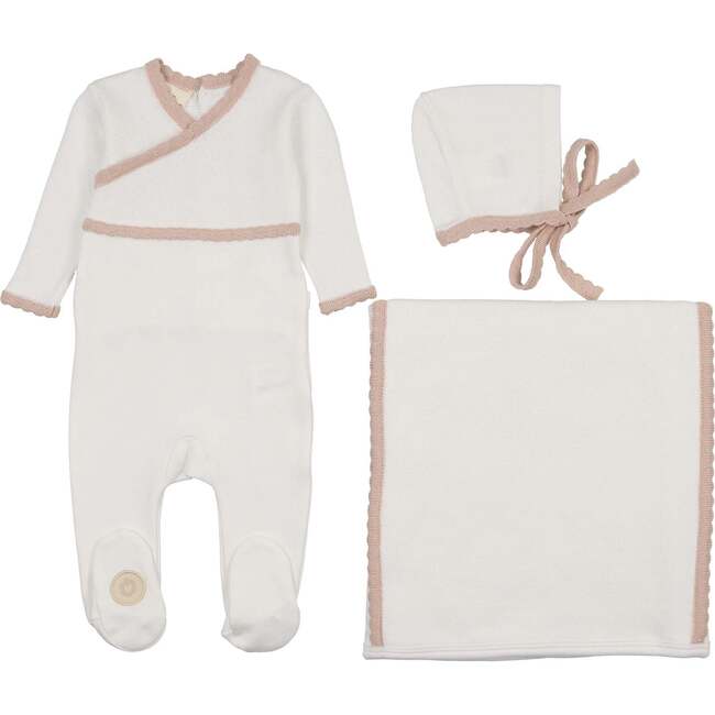 Classic Wrap Layette Set Ivory & Pink