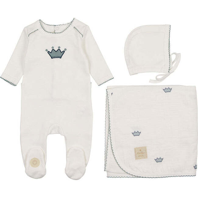 Mini Royal Layette Set, Boys Ivory & Blue