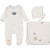 Mini Royal Layette Set, Boys Ivory & Blue - Mixed Apparel Set - 1 - thumbnail