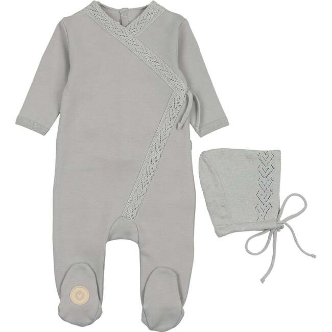 Knit Twist Footie & Hat Set Pearl Blue