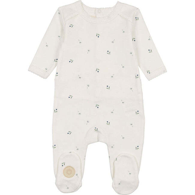 Plush Print Footie, Boys Ivory & Blue