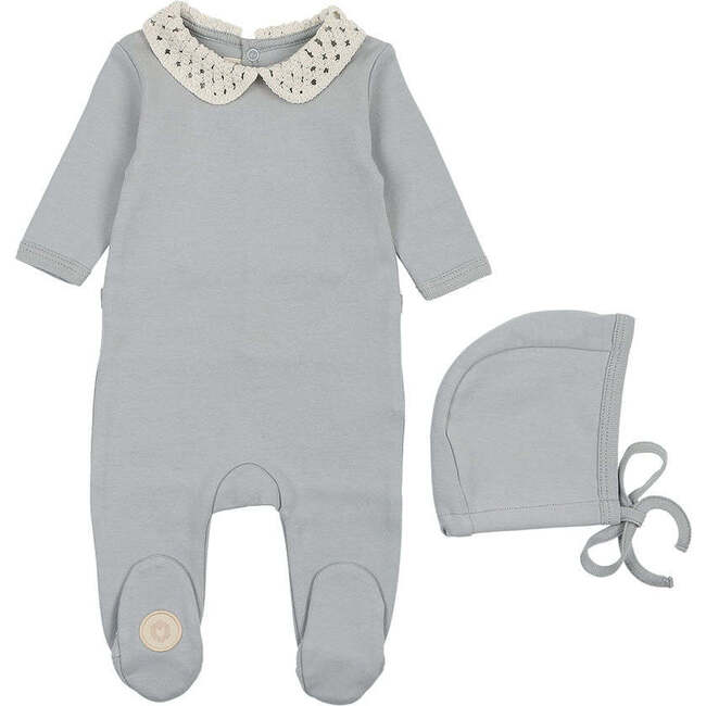 Touch of Crochet Footie & Hat Set, Boys Pearl Blue