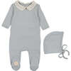 Touch of Crochet Footie & Hat Set, Boys Pearl Blue - Mixed Apparel Set - 1 - thumbnail