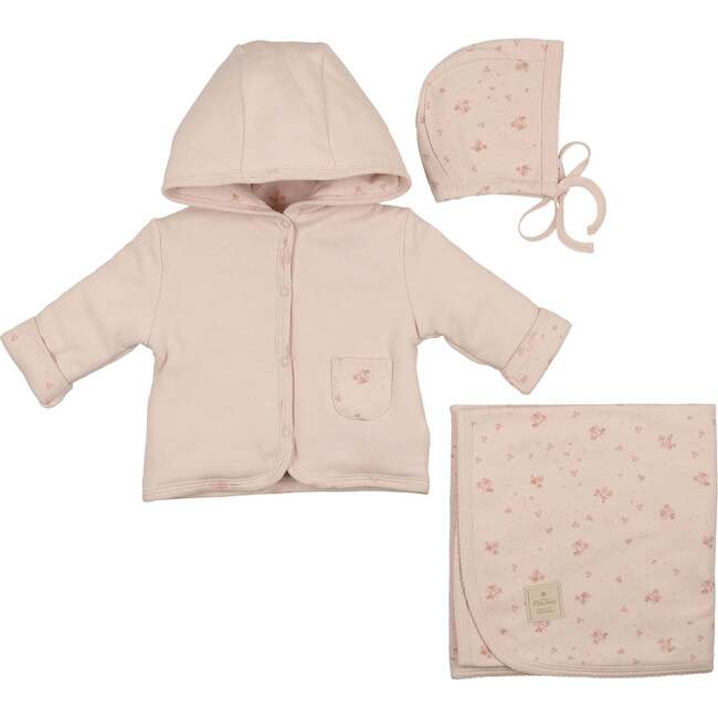 Scattered Blossoms Jacket Layette Set Barely Pink