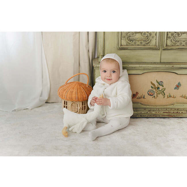 Plush Print Boys' Jacket & Hat Set Ivory & Blue - Mixed Apparel Set - 4