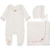 Soft Stitches Layette Set, Girls Ivory & Red - Mixed Apparel Set - 1 - thumbnail