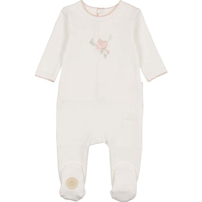 Heirloom Blossom Footie Ivory & Pink
