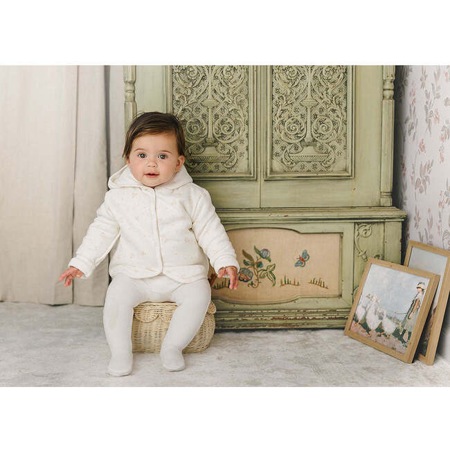 Scattered Blossoms Footie & Hat Set Ivory & Blue - Mixed Apparel Set - 5
