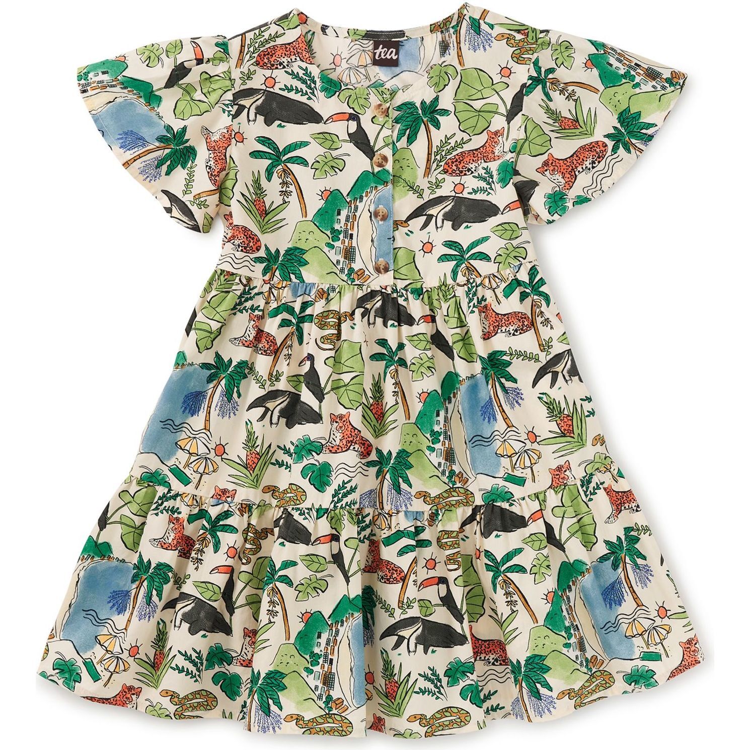 Tiered Woven Dress, Rio Animal Scenic - Dresses - 1