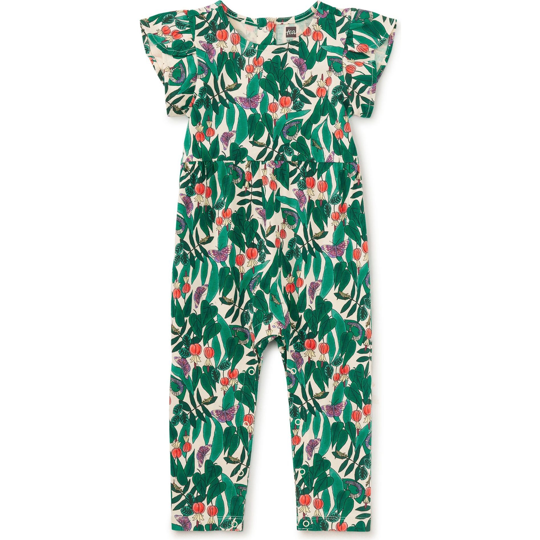 Tulip Sleeve Baby Romper, Jungle Botanical - Rompers - 1
