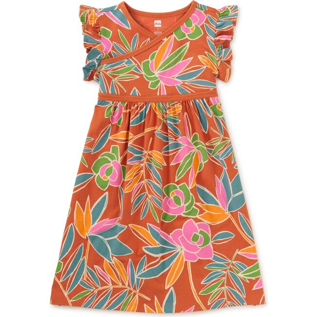 Wrap Neck Dress, Tropical Gardenias