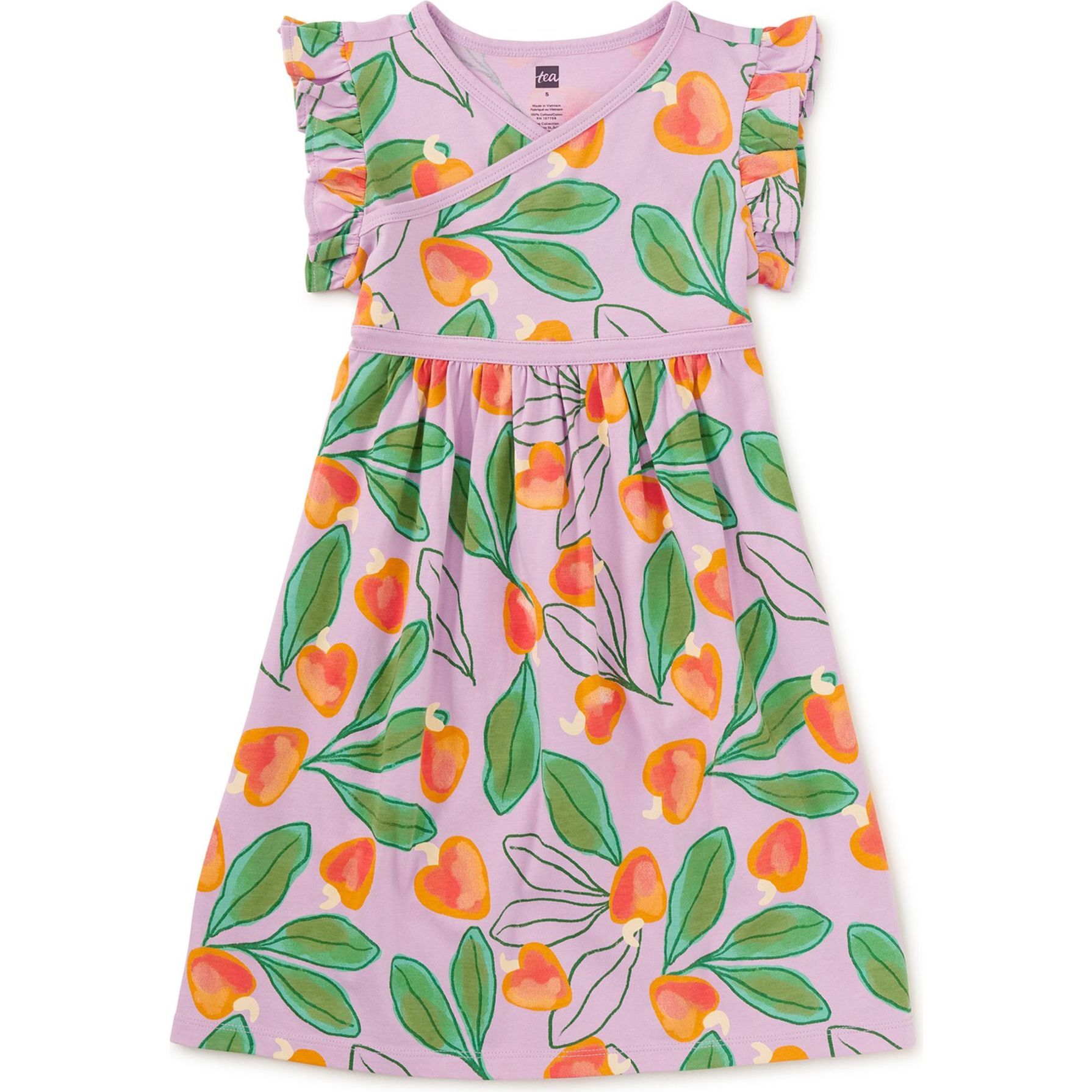 Wrap Neck Dress, Cashew Apple - Dresses - 1