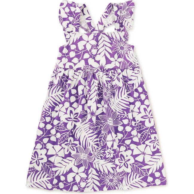 Ruffle Strap Dress, Tropical Foliage