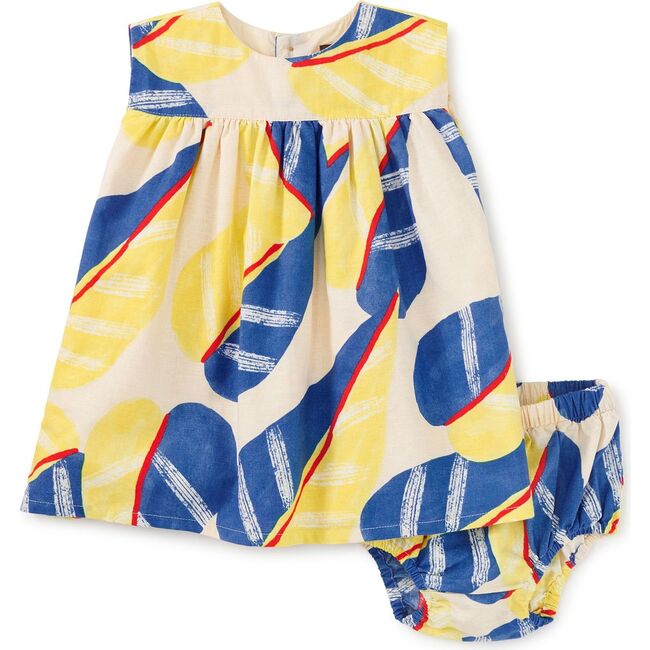 Printed Empire Baby Dress Set, Oversized Tropical Leaf
