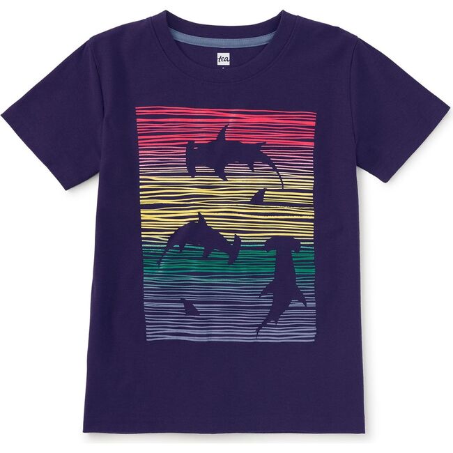 Rainbow & Sharks Graphic Tee, Twilight