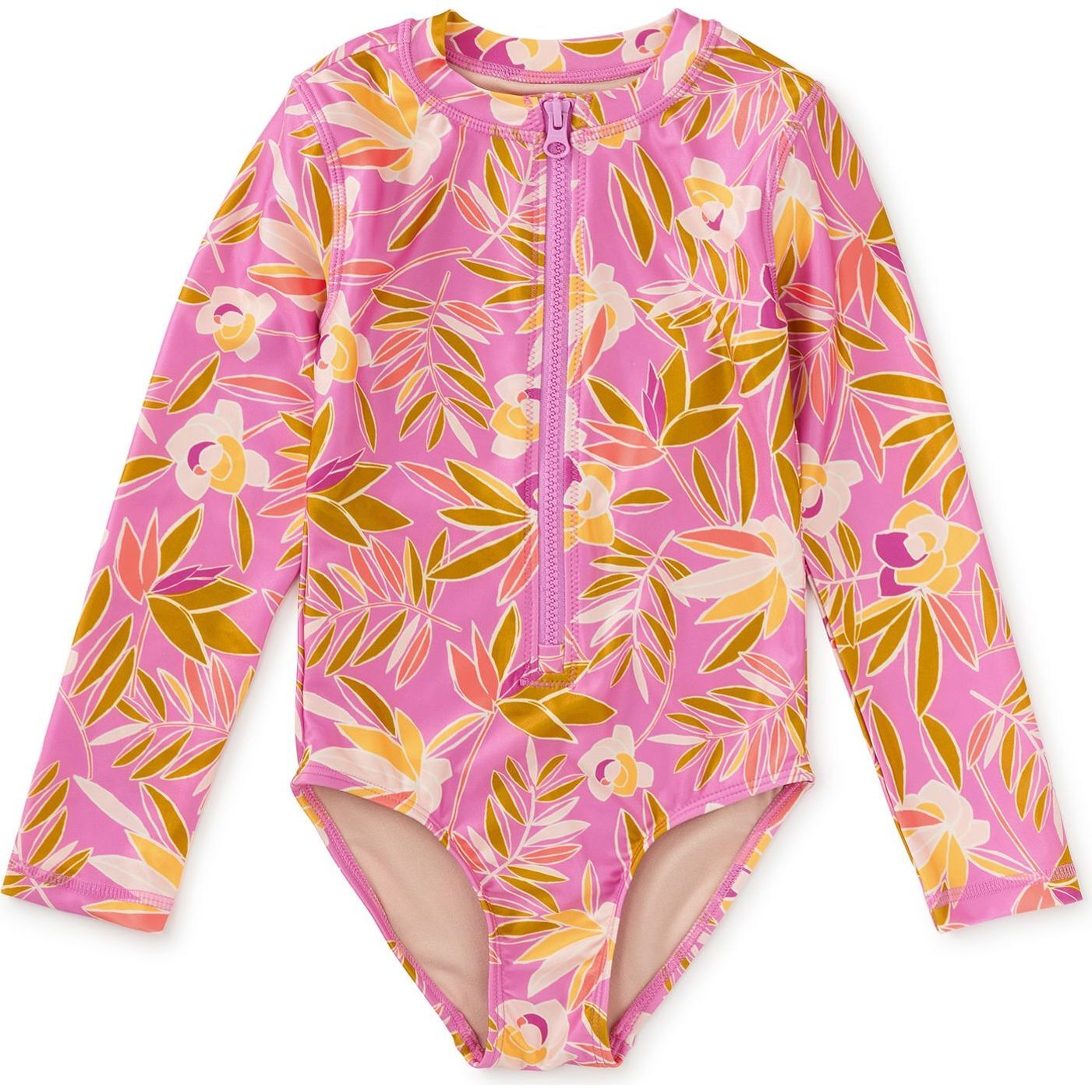 Long Sleeve One-Piece Swimsuit, Tropical Gardenias - One Pieces - 1