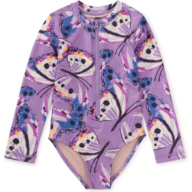 Long Sleeve One-Piece Swimsuit, Carnival Butterfly