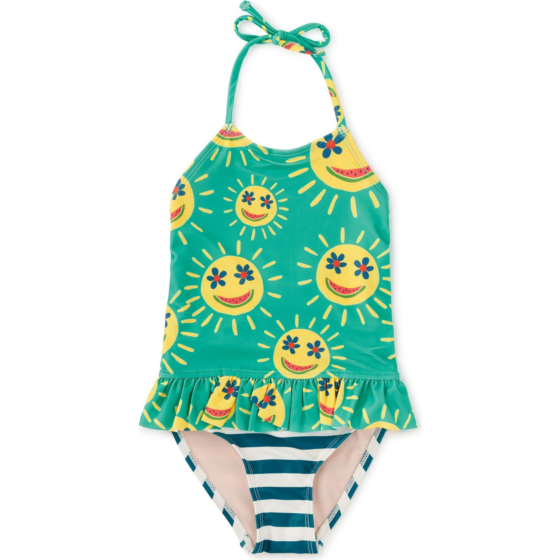 Peplum One-Piece Swimsuit, Smiley Sun - One Pieces - 1