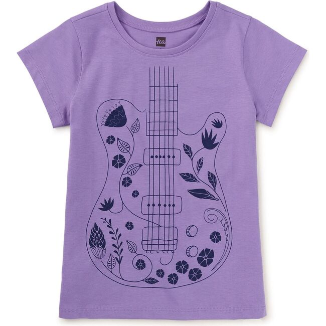 Floral Guitar Graphic Tee, Paisley Purple - T-Shirts - 1