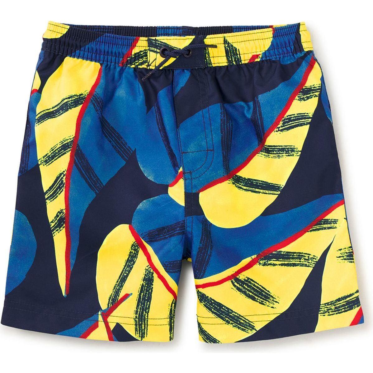 Mid-Length Swim Trunks, Oversized Tropical Leaf - Swim Trunks - 1
