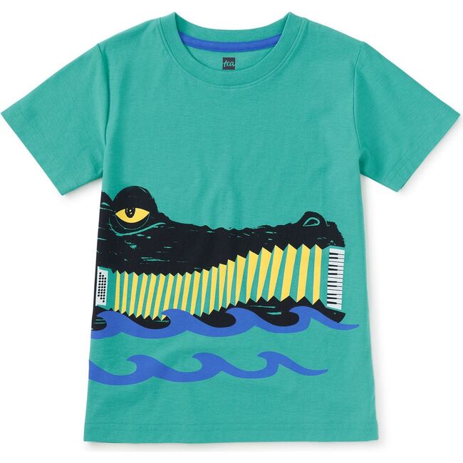 Accordion Croc Graphic Tee, Light Laguna
