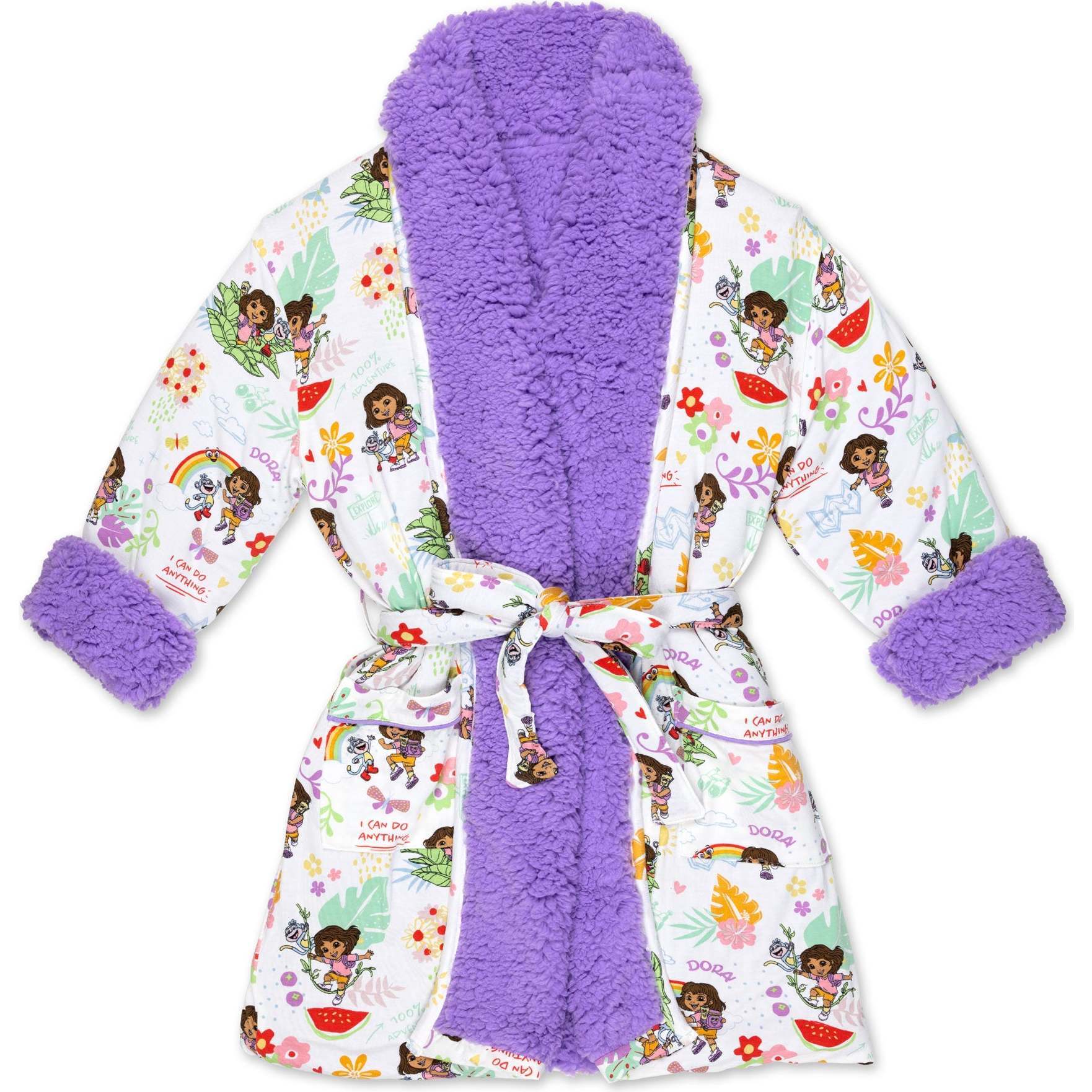 Dora: Tropical Dreams Bamboo Kids Sherpa Robe, White - Robes - 1