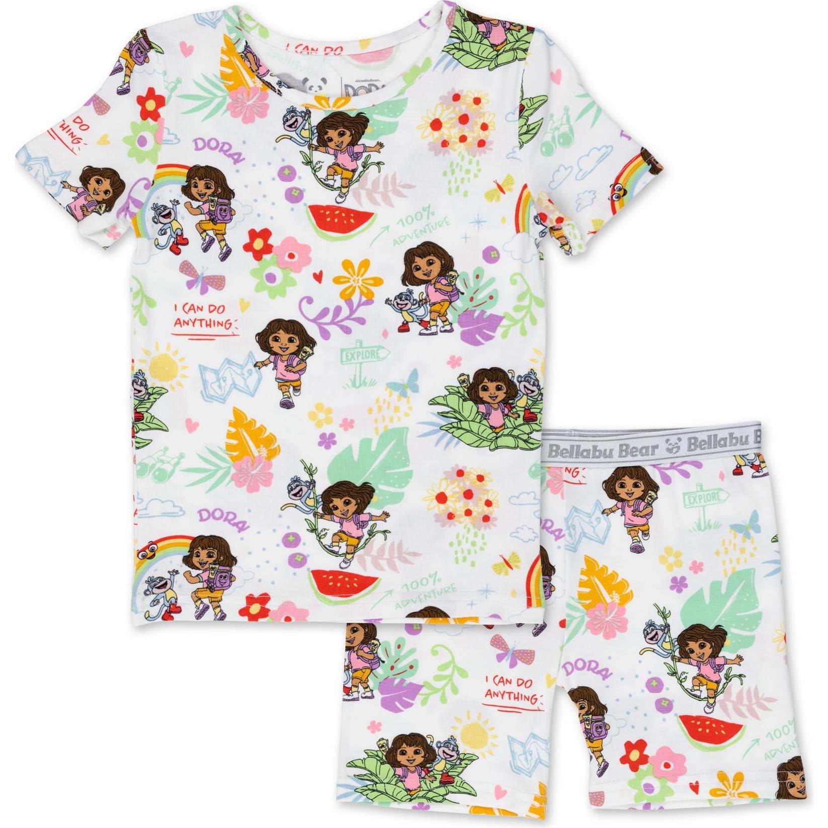 Dora: Tropical Dreams Bamboo Kids Pajama Short Set, White - Pajamas - 1