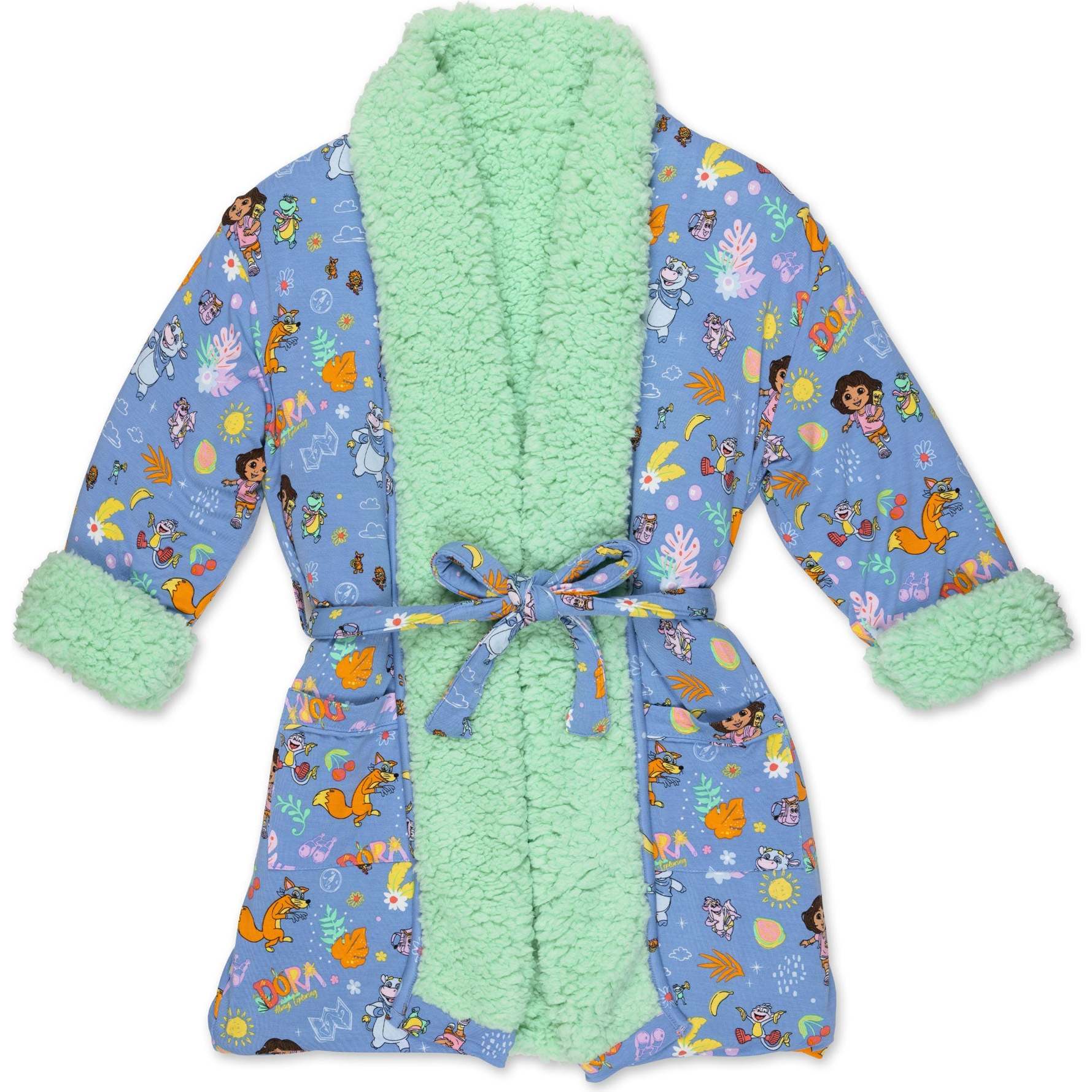 Dora: Fiesta Fun Bamboo Kids Sherpa Robe, Blue - Robes - 1