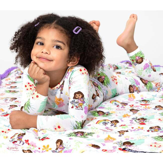 Dora: Tropical Dreams Bamboo Sherpa Blanket, White - Blankets - 7