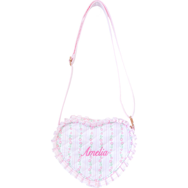 Quilted Floral Heart Purse, Pink - Bags - 3