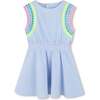 Striped Ice Water Embroidered Dress, Blue - Dresses - 1 - thumbnail