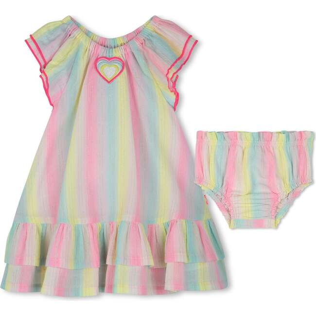 Ruffle Sleeve Striped Dress Set, Multi