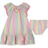 Ruffle Sleeve Striped Dress Set, Multi - Mixed Apparel Set - 1 - thumbnail