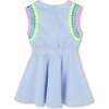 Striped Ice Water Embroidered Dress, Blue - Dresses - 2